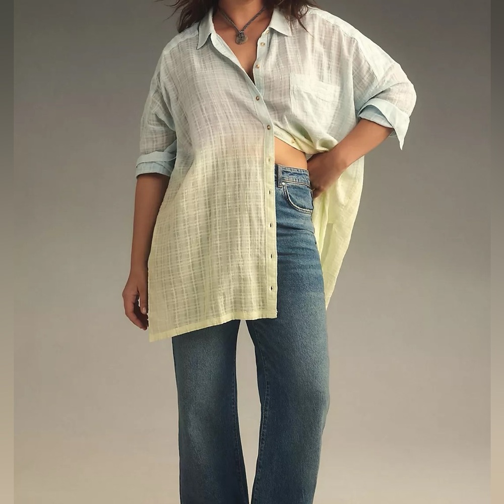 Anthropologie Ombre textured boxy Button-Up Shirt
